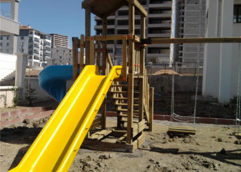 Tek Kuleli Çift Kaydıraklı Ahşap Çocuk Parkı AGÇP 02