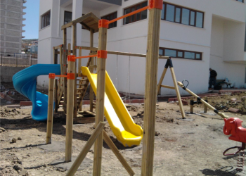 Tek Kuleli Çift Kaydıraklı Ahşap Çocuk Parkı AGÇP 02