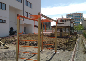 Tek Kuleli Çift Kaydıraklı Ahşap Çocuk Parkı AGÇP 02