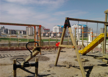 Tek Kuleli Çift Kaydıraklı Ahşap Çocuk Parkı AGÇP 02